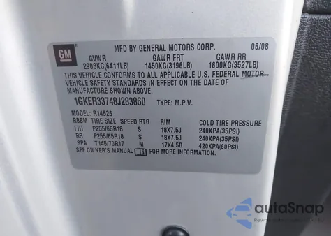 2008 GMC Acadia Slt-2 z USA, uszkodzony, nr VIN 1GKER33748J283860